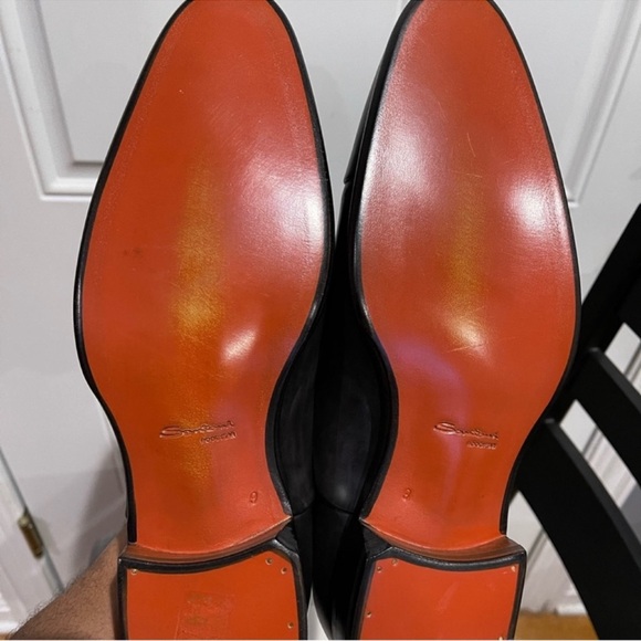 Santoni Dark Gray (Black-looking) laced-up dress shoes Sz 9 - Picture 12 of 16